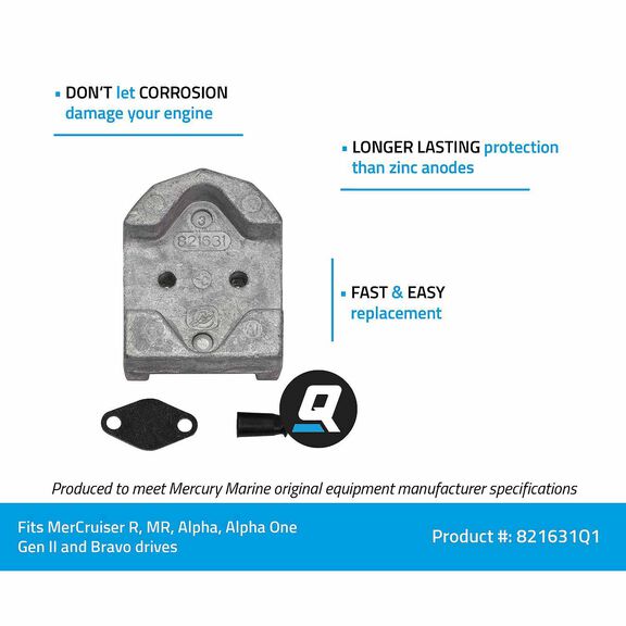 821631Q1 Aluminum Gimbal Housing Anode for MerCruiser Drives image number 2