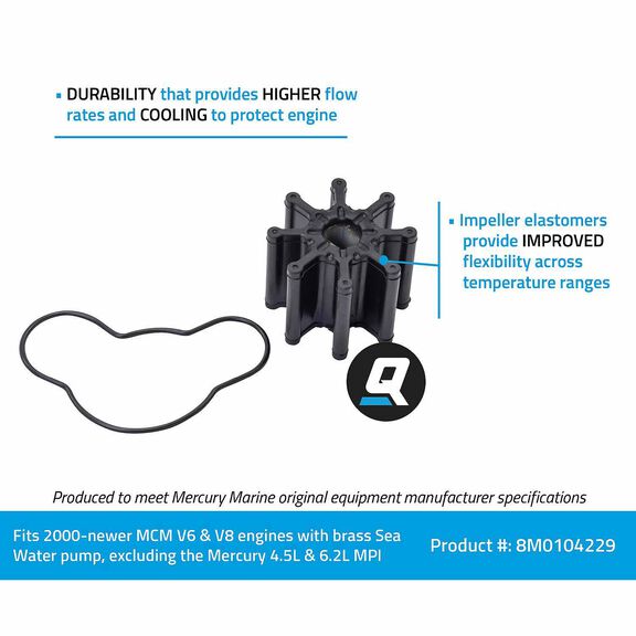 8M0104229 Water Pump Repair Kit for V-6 and V-8 Powered MerCruiser Stern Drives image number 2