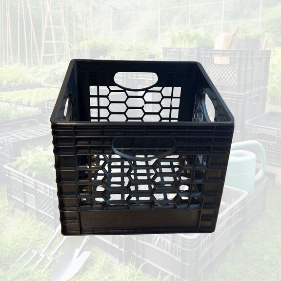 6 Gallon Heavy-Duty Black Milk Crates with Lid for Storage, Organization, 17.75" x 10" x 10.5" image number 5