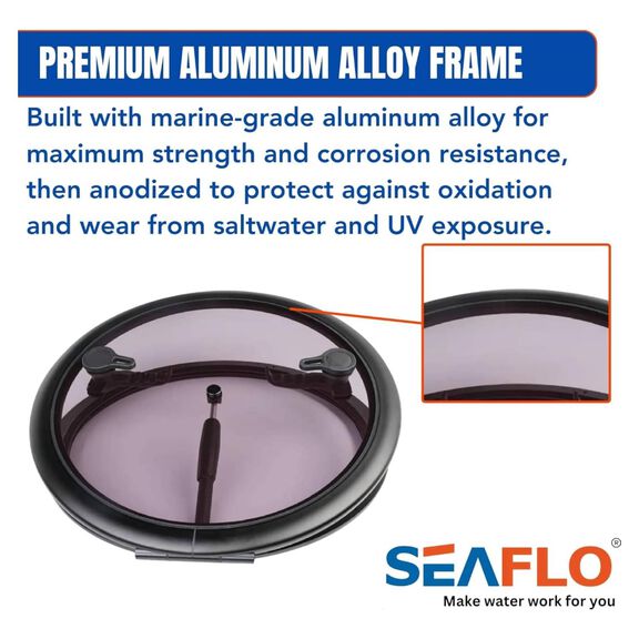 SEAFLO 02-Series 19" Black Aluminum Circular Deck Hatch image number 3