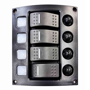 4 Position Curved Water-Resistant LED Switch Panel with Circuit Breakers