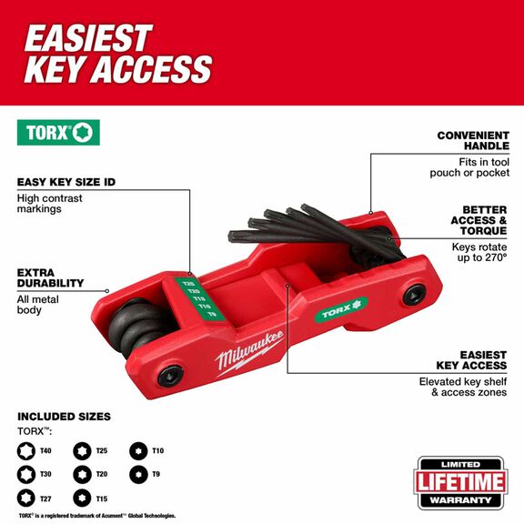 8-Key Folding Torx Hex Key Set image number 1