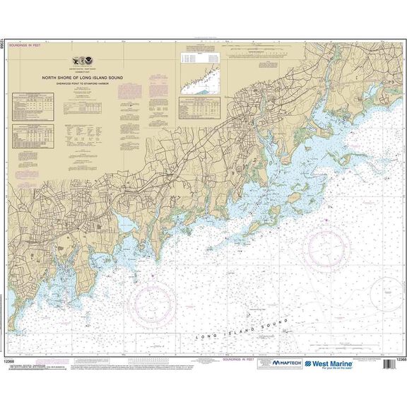 Maptech&reg; NOAA Recreational Waterproof Chart-North Shore of Long Island Sound Sherwood Point to Stamford Harbor, 12368 image number 0