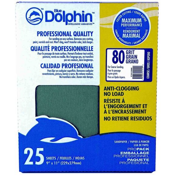 Pro Grade Sandpaper Sheets, 80 Grit, 25-Pack image number 0