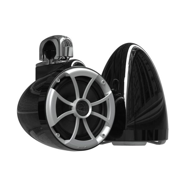 Wet Sounds ICON 8 Black V2 Series 8" Marine Tower Speakers with Stainless Steel Fixed Clamps (Pair) image number 0