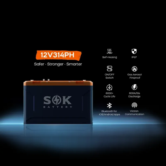 12V 314Ah LiFePO4 Lithium Battery, Built-in Heater & Bluetooth, Victron CAN Comms image number 4
