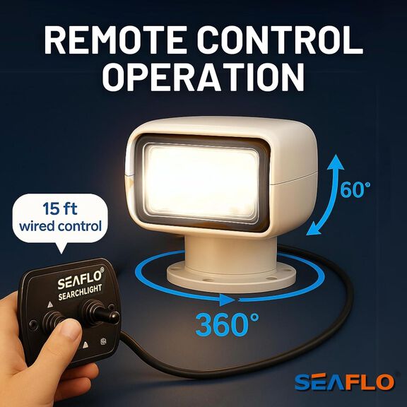 SEAFLO 01 Series 50W Remote Control Halogen Boat Searchlight, White image number 5