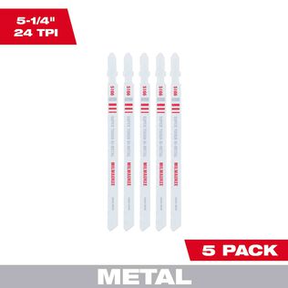 5 1/4" 24TPI T-Shank Metal Cutting Bi-Metal Jig Saw Blades, 5 Pack