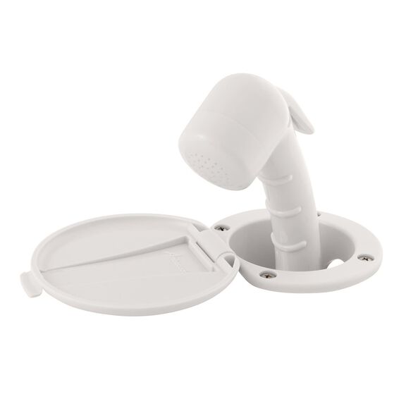 Recessed Shower Warm White Cup & Lid, Small Warm White Sprayer No Hook, 6' White Rubber Hose image number 2