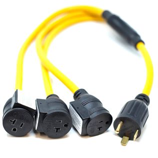 3' Heavy Duty TT-30P to (3) 5-20R Short Power Cord