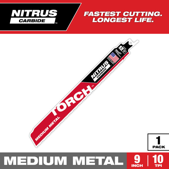 9" 10 TPI TORCH with NITRUS Carbide Teeth SAWZALL Blade for Conduit and Strut, 1-Pack image number 0