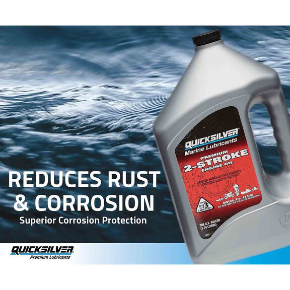 Quicksilver Premium 2-Stroke Engine Oil, Outboards, PWC, Snowmobiles and Motorcycles, 2.5 Gallon image number 2
