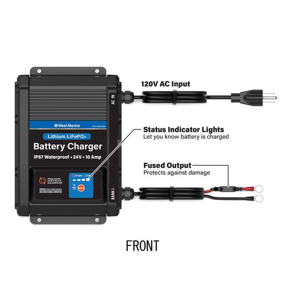 24V 10A - 1 Bank Mounted Battery Charger image number 1