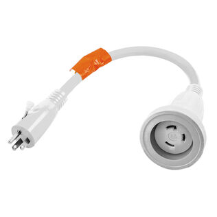 Hubbell Marine Adapter, 30A 125V L5-30R Connector to 15A 125V 5-15P Plug, White