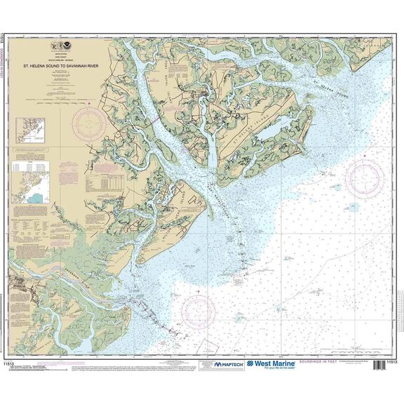 Maptech&reg; NOAA Recreational Waterproof Chart-St. Helena Sound to Savannah River, 11513 image number 0