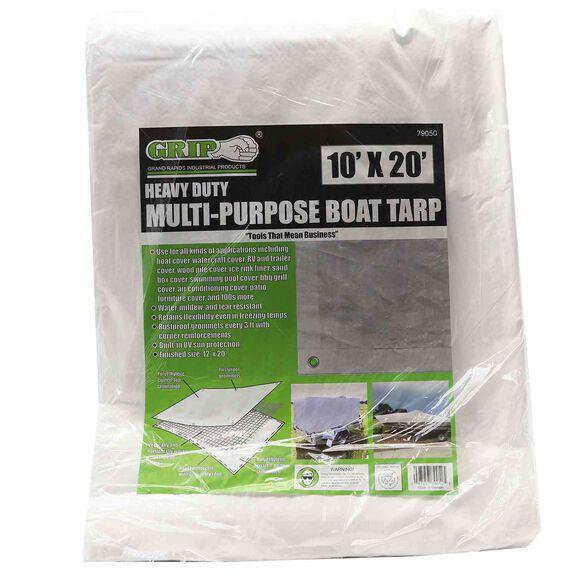 10' x 20' Heavy Duty Multi-Purpose Boat Tarp, White image number 0