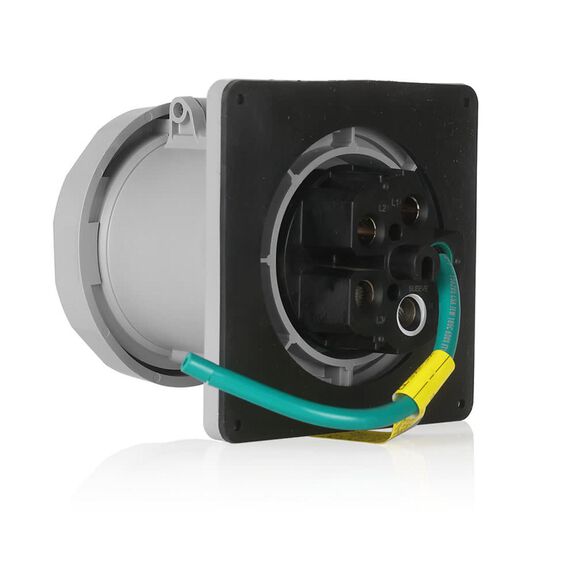 100 Amp 277/480 Volt 3-Phase, 4P, 5W, North American Pin & Sleeve Receptacle, ABYC Certified, IEC 60309 Industrial Grade Marine Grade IP66/67/68, & IP69K Watertight image number 2