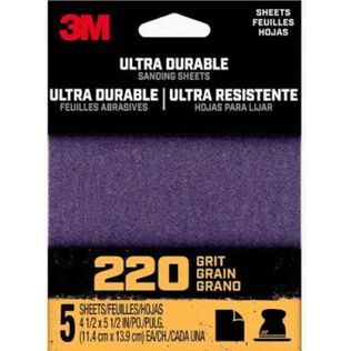 3M Ultra Durable Power Sanding 1/4 Sheet, 220 grit, 1/4Sht5pk220, 5 pk, 20/case