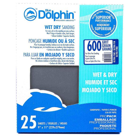 Wet/Dry Sandpaper Sheets, 600 Grit, 25-Pack image number 0
