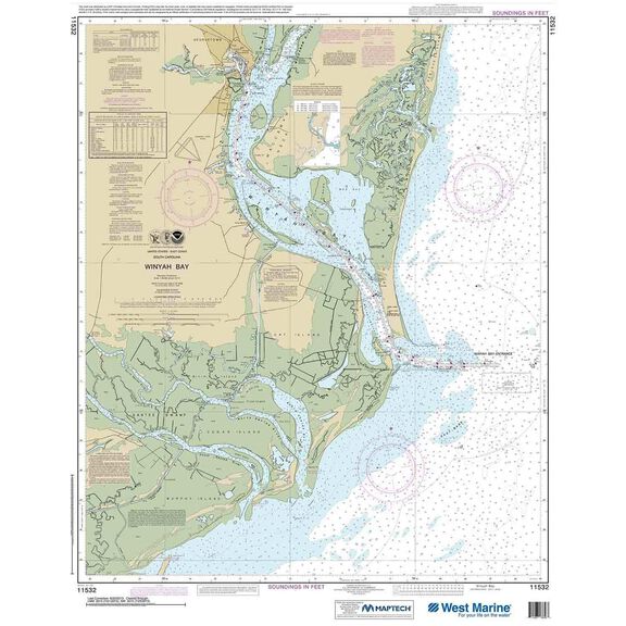 Maptech&reg; NOAA Recreational Waterproof Chart-Winyah Bay, 11532 image number 0