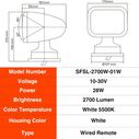 SEAFLO LED Searchlight, White, Wired Remote, 10-30V, 28W, 2700 Lumens, 5500K, 360&deg; Rotation image number 3