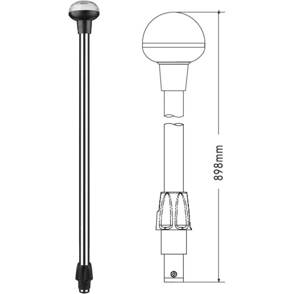 SEAFLO 02 Series 44 In All-Around LED Pole Navigation Light 12V for Boats Up to 65 Ft image number 2