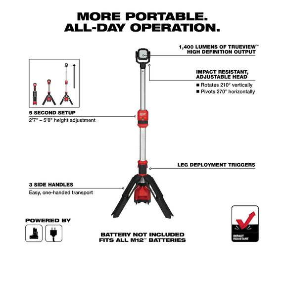 M12&trade; ROCKET&trade; Dual Power Tower Light image number 1