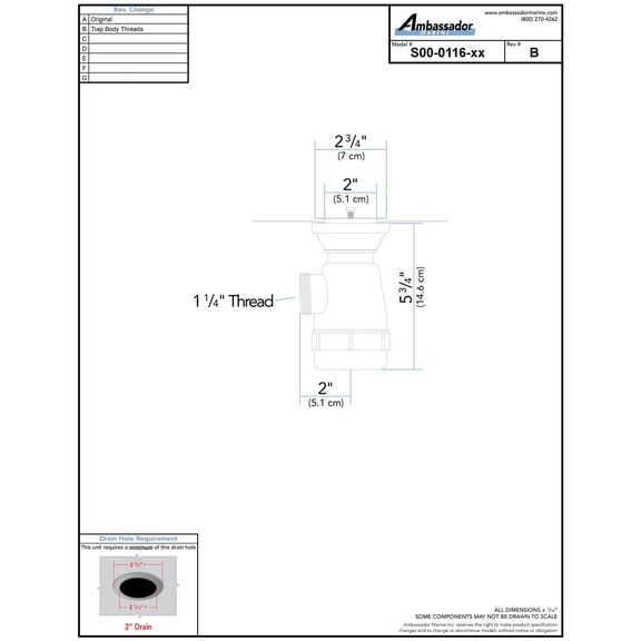2" Drain, Trap Sink Drain, 1-1/4"-M Thread, w/Chain Stopper Brushed Finish image number 3