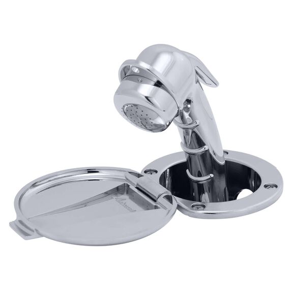 Recessed Shower Chrome Cup & Lid, Small Chrome Sprayer, 6' Black Rubber Hose image number 2