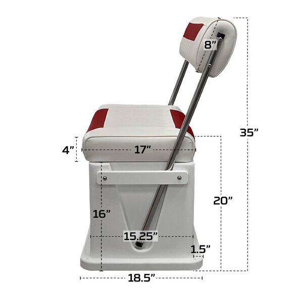 Wise 8WD437-1906 Premium Swingback Cooler/Storage Seat, 62 Quart, White / Crimson Red image number 5