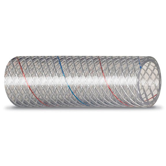 Series 162 Clear Reinforced PVC Tubing, Red & Blue Tracer by the FT, Max 50' image number 0