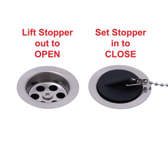 1-1/2" Drain, 95 Degree Drain, Low Profile, 1" Hose Barb, w/Chain Stopper Ultra-Mirror Finish image number 2