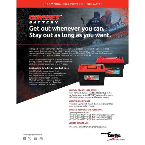 Odyssey Performance Group 4D Dual Purpose AGM Battery with Thin Plate Pure Lead Technology, 170 Amp Hours, 1300 Cold Cranking Amps, 1550 Marine Cranking Amps, 370 Reserve Minutes image number 3