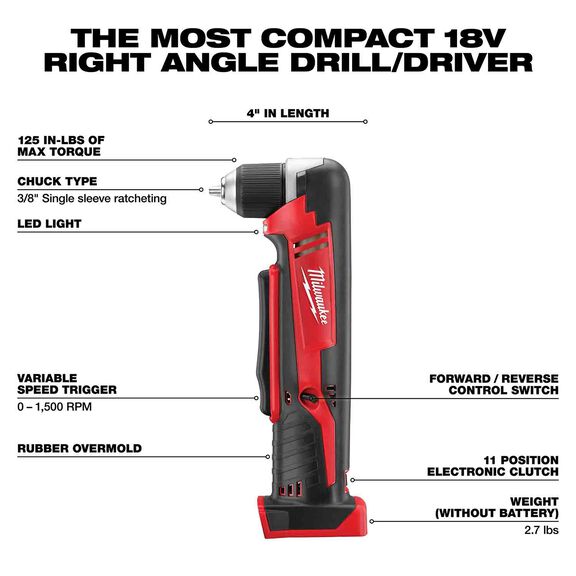 M18&trade; Cordless Lithium-Ion Right Angle Drill image number 1