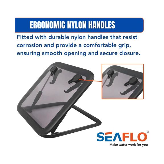 SEAFLO 01-Series 22.5" x 22.5" Black Aluminum Square Deck Hatch image number 5