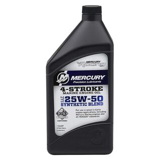 Mercury Racing 25W-50 4-Stroke Synthetic Blend High Performance Marine Engine Oil, 1 Quart