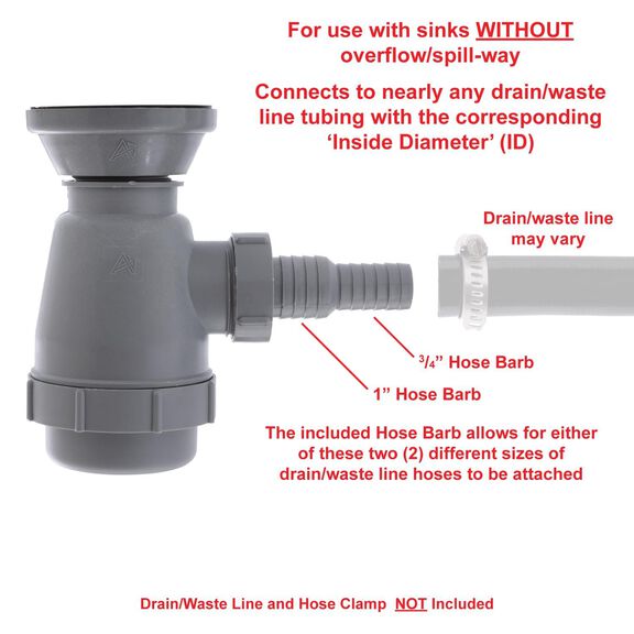 2" Drain, Trap Sink Drain, 3/4" & 1" Hose Barb, w/Chain Stopper Ultra-Mirror Finish image number 5