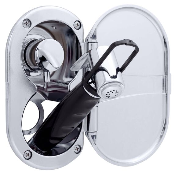 Aidack Transom Shower Hot/Cold Mixer, Chrome Cup & Lid, Hammer-Head Black Sprayer, 6' Stainless Steel Hose, Chrome Aidack Handle image number 2