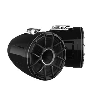 REV 12 HD Black 12" Marine Tower Speakers with XZ-B Grille & RGB LED Rings (Pair)