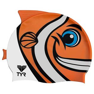 Kid's CharacTYR Happy Fish Swim Cap, Orange