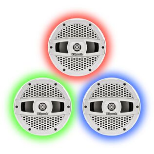 KMS700AWL 7.0" Marine Coaxial Speakers, White Colored Grilles with RGB LED Illumination