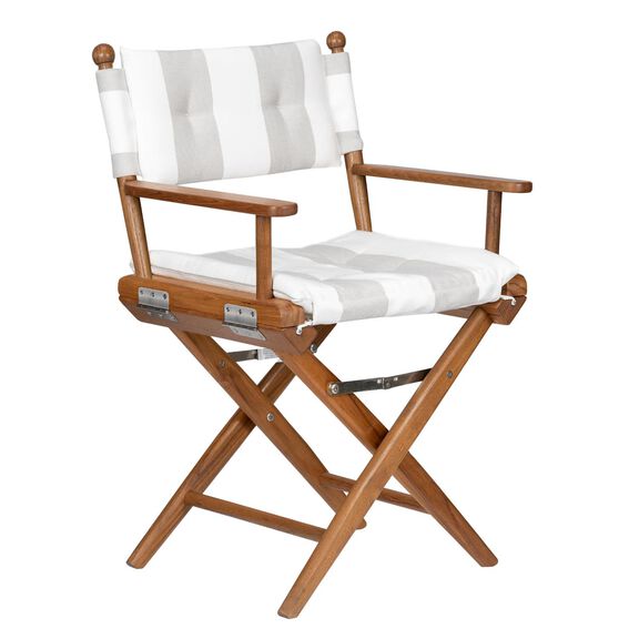Premium Grade Teak Newport Folding Director's Chair with Solana Seagull Sunbrella&reg; Fabric Seat Cushions image number 0