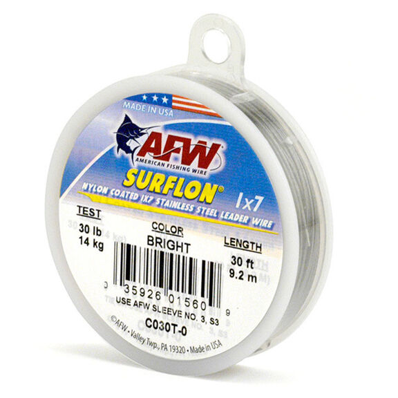 Surflon Nylon Coated Stainless Leader Wire, 30', Bright, 60 lbs. image number 0