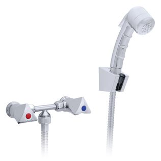 Trinidad 2H External Shower Mixer Small Chrome Sprayer, 6' Stainless Steel Hose Chrome