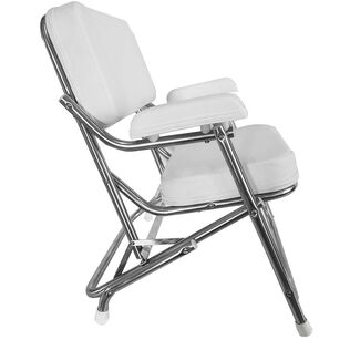 Folding Deck Chair, Stainless Steel, Bright White