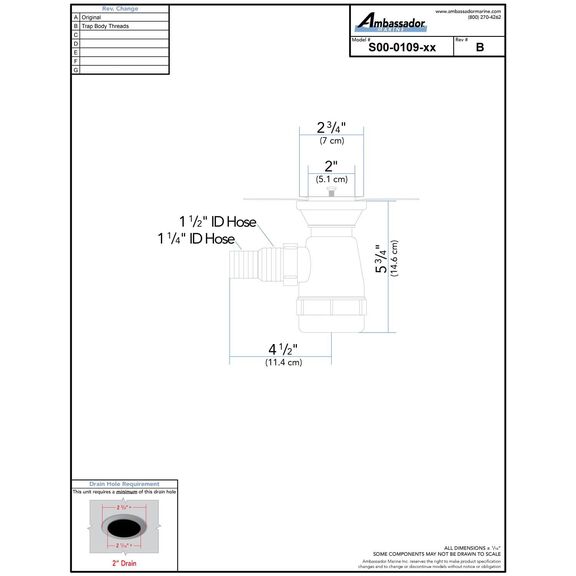 2" Drain, Trap Sink Drain, 1-1/4" & 1-1/2" Hose Barb, w/Chain Stopper Ultra-Mirror Finish image number 3