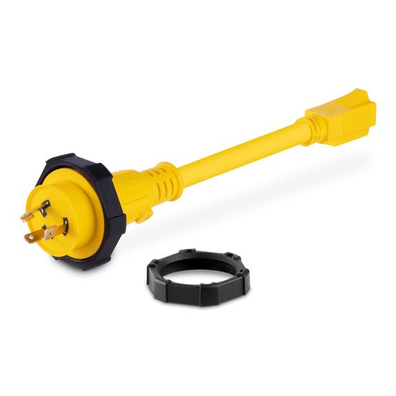 Sierra Shore Power Pigtail Adapter, 30 Amp 125V Male Dockside Connector to 15 Amp 125V Female Boat Side Inlet image number 0