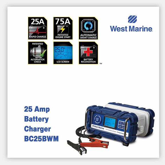25 Amp Portable Battery Charger With Automatic Battery Type Detection, Lithium Compatibility, Voltage Tester and 75 Amp Engine Start Mode image number 3