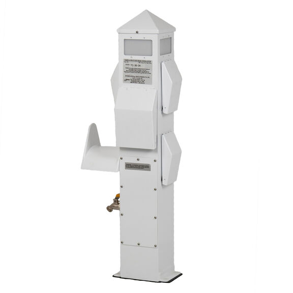 36" Compact Marine Electrical Power Pedestal,  (2) 50 Amp 125/250V Twistlock Receptacles, (1) 20 Amp GFCI Duplex Receptacle image number 0