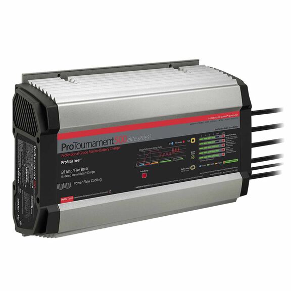 ProTournament500 Elite Series Onboard Waterproof Smart Marine Battery Charger with Turbo Charge Mode and Power Flow Cooling, 500 Amp, 5-Bank image number 1